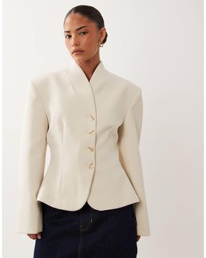 Miss Selfridge Cropped-blazer ohne kragen - Natur