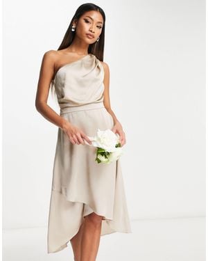 TFNC London Bridesmaid One Shoulder Midi Dress - White