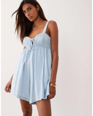 Miss Selfridge Mono Vaquero Corto Azul Con Y Jaretas De