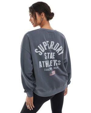 Superdry Athletic Essentials Printed Crew Sweatshirt - Blue