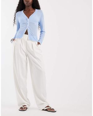 ASOS Getailleerde Broek Met Diepe Tailleband En Dubbele Plooi - Blauw