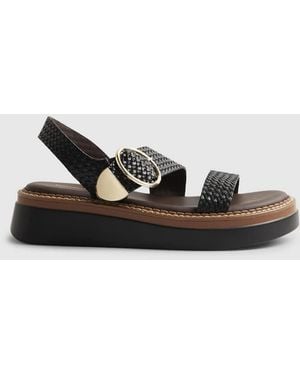 River Island Woven Buckle Flatform Sandals - Black