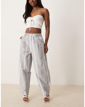ASOS Linen Look Barrel Trousers - Natural