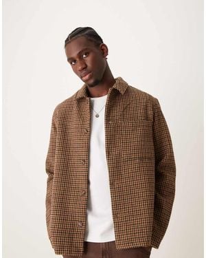 New Look Camicia Giacca A Quadri Spazzolata - Marrone