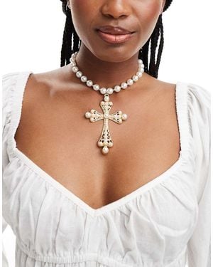 petit moments Augustine Cross Bead Necklace - Brown