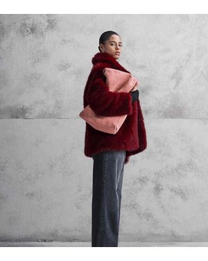 ASOS Asos Design Curve Top Collar Faux Fur Coat - Red