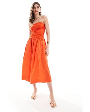 Never Fully Dressed Bandeau Cotton Poplin Midaxi Dress - Orange