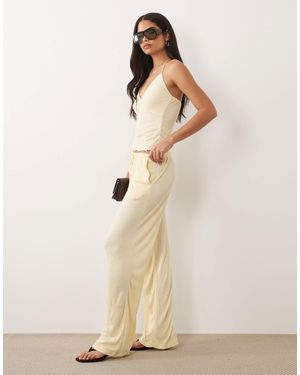 ASOS Co-Ord Crinkle Wide Leg Drawstring Trouser - Natural
