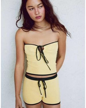Bershka Contrast Bandeau Knit Top - Metallic