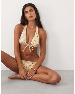 ASOS Imogen Geruite Laguna Triangle Bikinitop Met Hoge Apex - Bruin