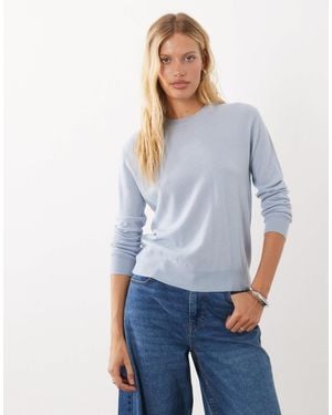 Mango 100% Wool Round Neck Sweater - Blue