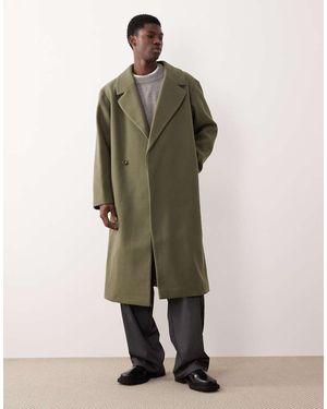 ASOS Abrigo Largo De Tejido Efecto Lana De -Verde