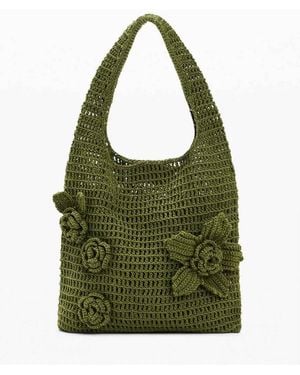 Desigual Crochet Bag With Flowers - Green
