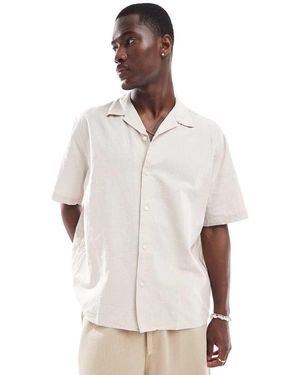 SELECTED Oversized Linen Mix Revere Collar Shirt - White