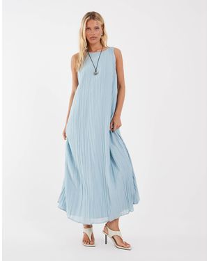 Object Robe longue sans manches en tissu plissé effet froissé - ciel - Bleu