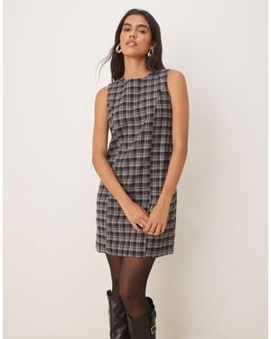 Threadbare Robe courte sans manches à carreaux - noir et gris - Multicolore