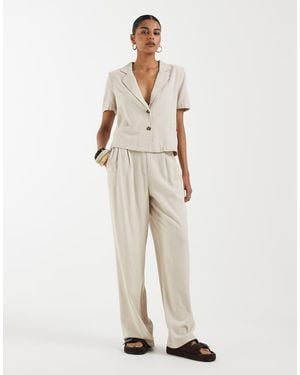 Vero Moda Linen Touch Wide Leg Trouser Co-Ord - Natural