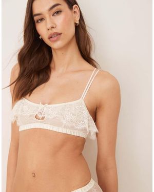 ASOS Aurora All Over Lace Frill Bralette - Brown