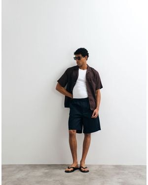 ARKET Linen Mix Drawstring Shorts - Blue