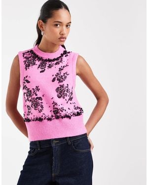 ASOS Embellished Knitted Tank - Pink