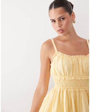 Abercrombie & Fitch Ruched Waist Strappy Mini Dress - Natural