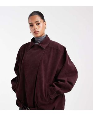 ASOS Asos Design Curve Slouchy Leather Look Oversized Biker Jacket - Red