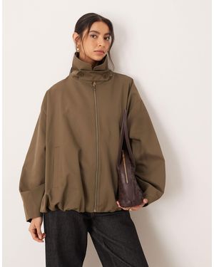 ASOS Bubble Hem Funnel Neck Trench Jacket - Brown