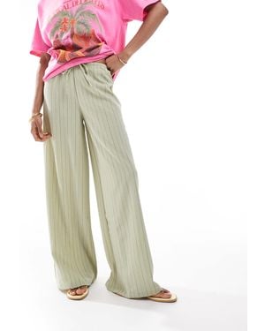 Stradivarius Tall Linen Look Wide Leg Trouser - Multicolour
