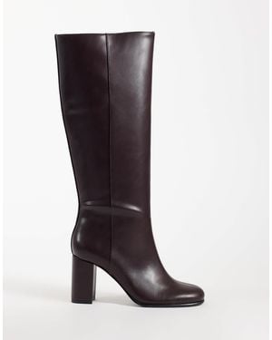 Mango Heeled Knee High Boot - Brown