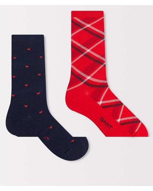 GANT Set Van 2 Sokken Met Hartjes En Schotse Ruit - Rood