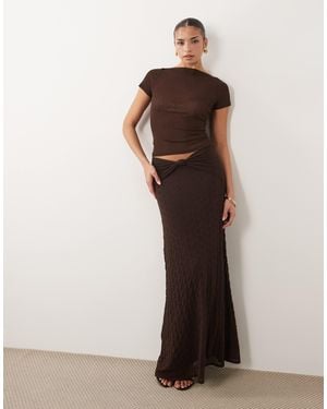 ASOS Co-ord Textured Ruffle Maxi Skirt With Split - Brown