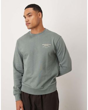 Mango Cotton Sweatshirt With Seoul Graphic - Grey