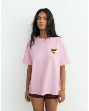 Pull&Bear Stwd Flower T-shirt - Pink