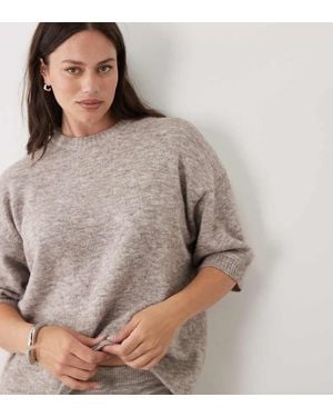 ASOS Asos Design Curve Crew Neck T Shirt With Wool Co Ord - Grey