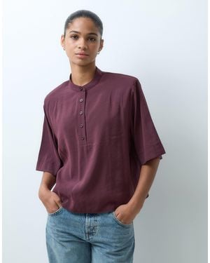 ASOS Cupro-durchgeknöpftes t-shirt mit schulterpolstern - Lila