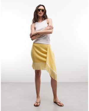 ASOS Strick-sarong-minirock mit fransen - Gelb