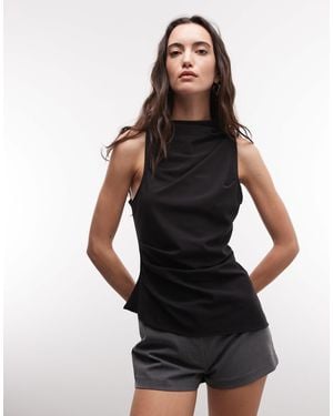 Weekday High Neck Asymmetric Top - Black