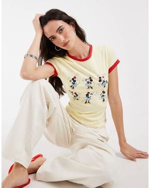 ASOS Disney Ringer Baby Tee With Minnie Mouse Chart Print - White