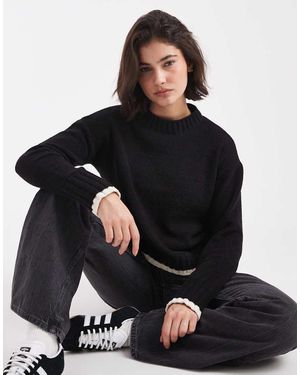 Vero Moda Round Neck Jumper With Contrast Trim - Black