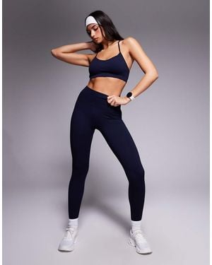 4505 Seamless Baby Rib High Waist Gym Leggings - Blue