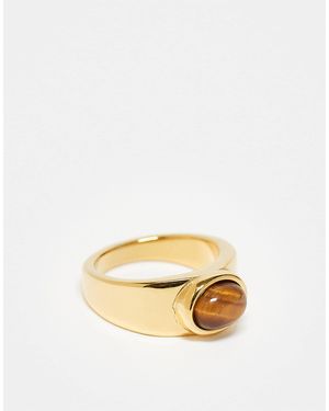 TOPSHOP Rylie Stainless Steel Ring With Brown Stone - Natural