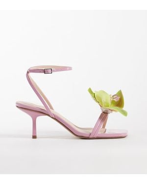 Public Desire Kitten Heel Sandals With 3d Flower - Pink