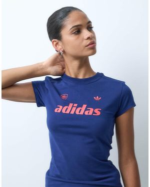 adidas Originals Camiseta Baby Con Logo En Azul Marino Y Rojo