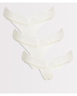 ONLY Confezione Da 3 Perizomi Bianchi Senza Cuciture Con Finiture - Bianco