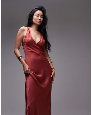 TOPSHOP – maxikleid aus satin - Rot