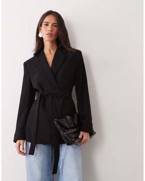 Mango Blazer Con Cintura Annodata - Nero