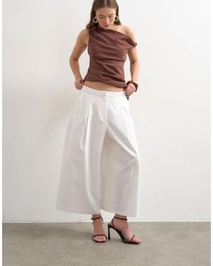 TOPSHOP Linen A-line Culottes - White
