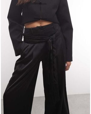 ASOS Satin Fringe Tie Scarf - Black