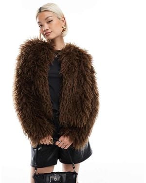 Threadbare Faux Shearling Fur Jacket - Brown