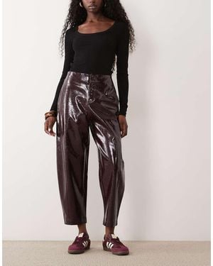 Threadbare Broek Met Barrel Leg Van Imitatieleer - Paars